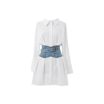 SOON FLOWER Long Sleeved Dress Women's White