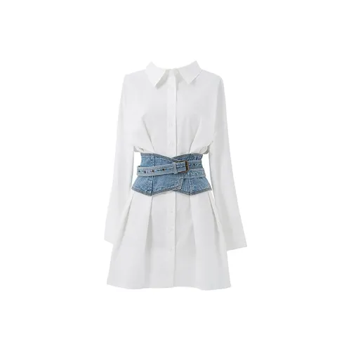 SOON FLOWER Long Sleeved Dress Women's White