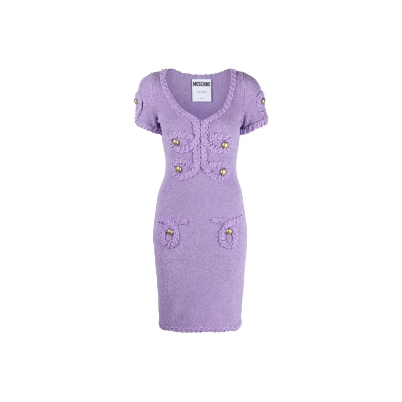 MOSCHINO Short Sleeved Dresses Women's Purple-0
