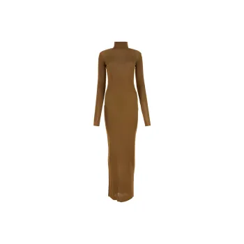 SAINT LAURENT Short Sleeved Dresses Women's Dark Brown