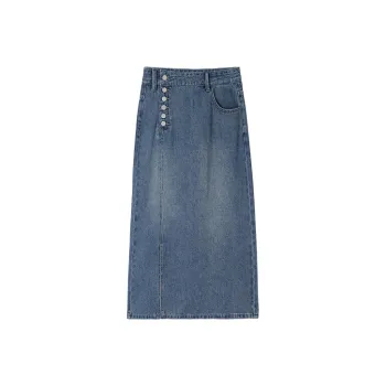 HIPPIEMISS Denim Skirt Women's Vintage Blue