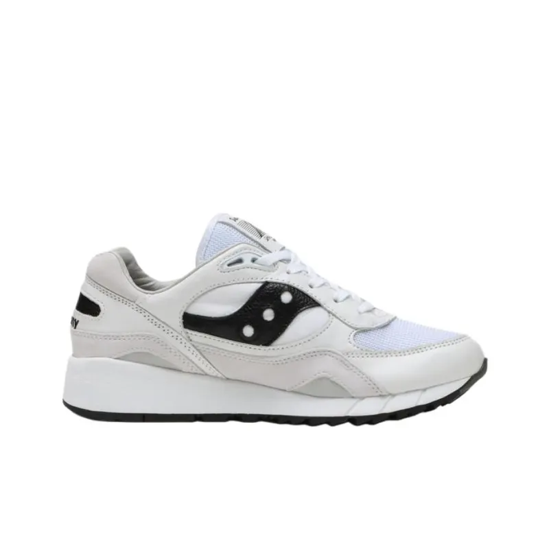 Saucony Shadow 6000 Anti Slip Wear Resistant Low Top Running Shoes Unisex White Black-1