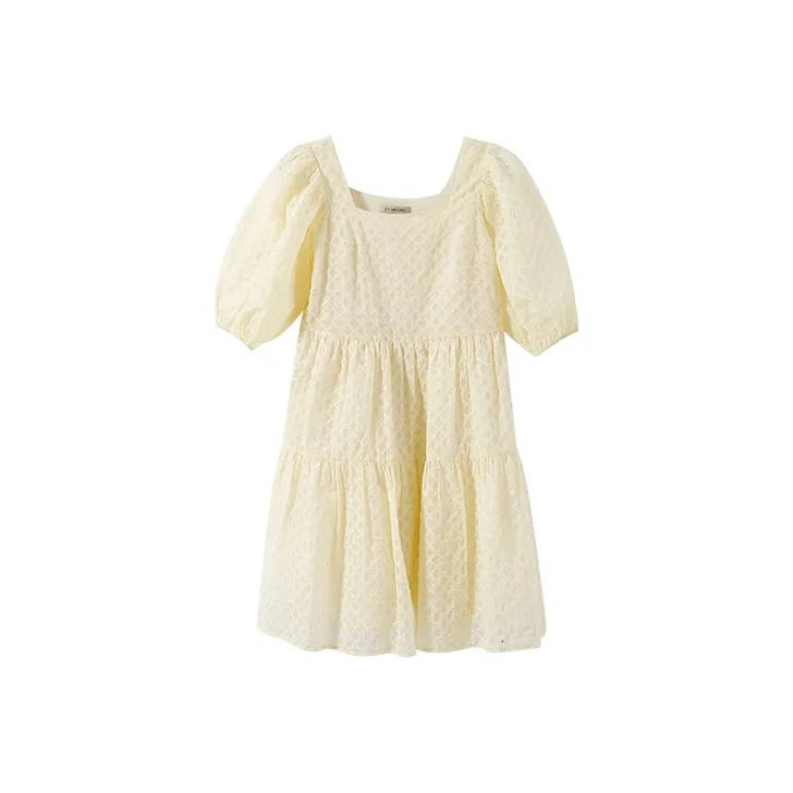 YUMOMO STAR Square Collar Fitted Short Sleeved Dress Women's-2