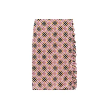 MIU MIU SS21 Knit Long Skirts Women's Pink Beige
