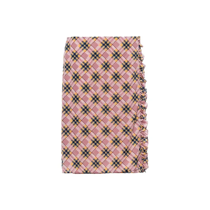 MIU MIU SS21 Knit Long Skirts Women's Pink Beige-0