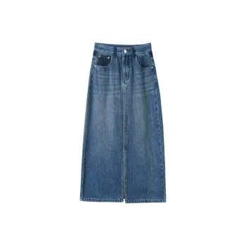 MITUAN Denim Long Skirts Women's Vintage Blue