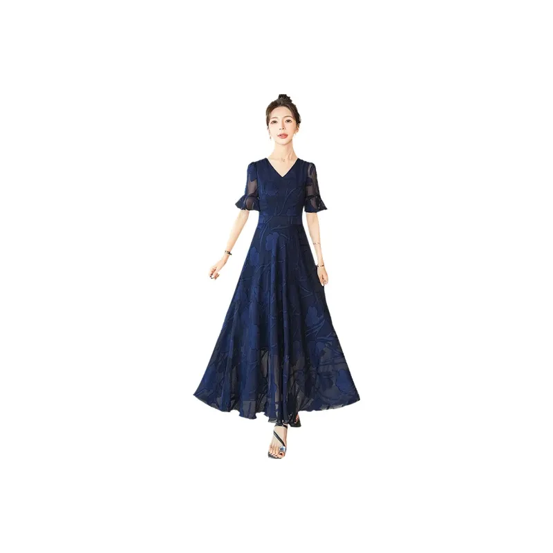 Cypress House Short Sleeved Dresses Women's Navy Blue-0