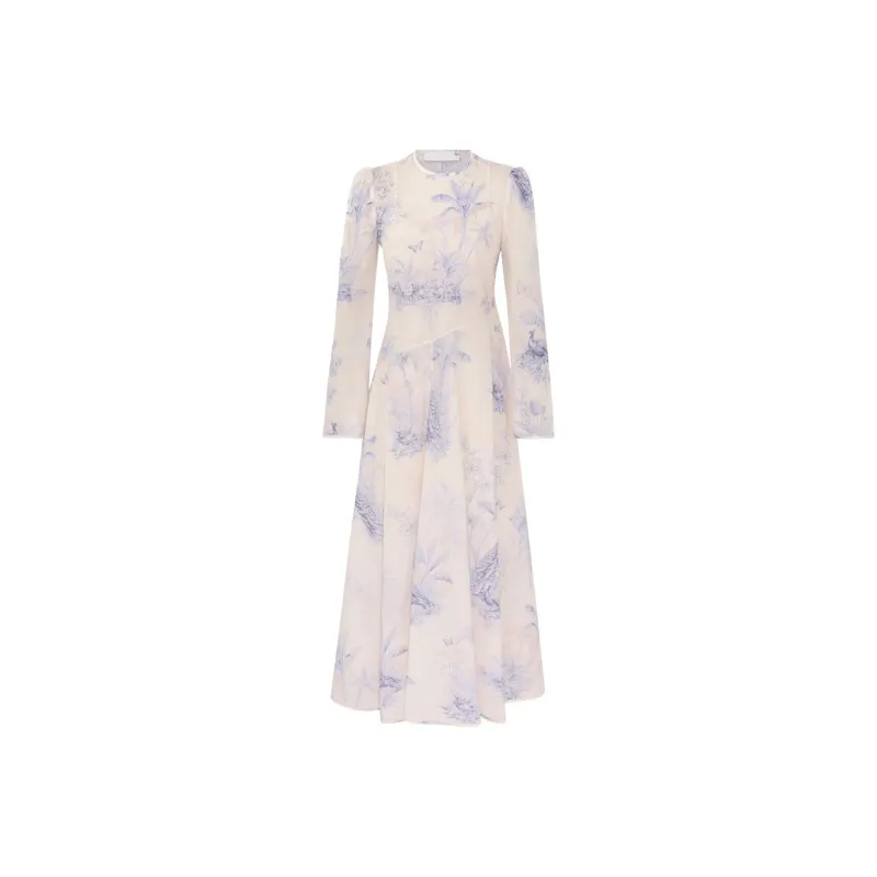 Zimmermann Waverly Long-Sleeved Asymmetric Maxi Dress-0