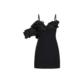 Jacquemus La Robe Duna Ruffed Mini Dress Black