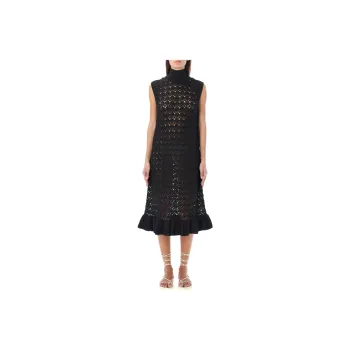 GANNI High Neck Sleeveless Knitted Dress