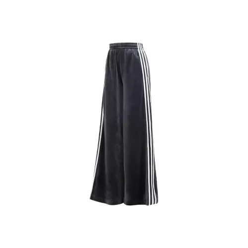 Adidas Originals Velvet Loose Track Pants Knitted Sports Pants Women
s Black