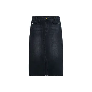 MISSSHINE Denim Long Skirts Women's Black