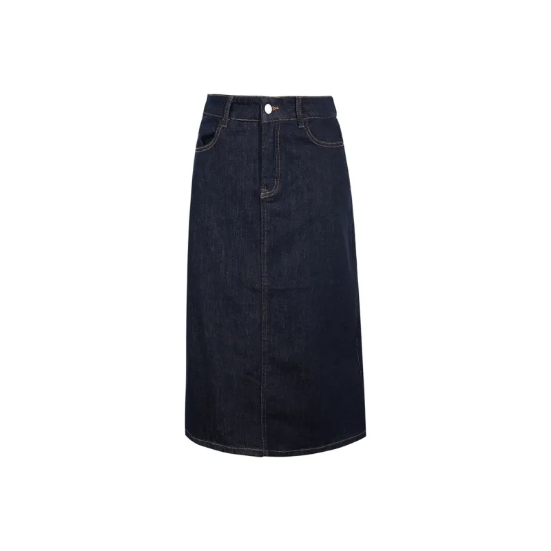 3COLOUR Denim Long Skirts Women's Blue Black-0