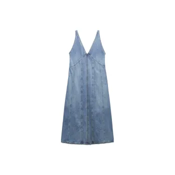 ZARA Sleeveless Dresses Women's Denim Blue