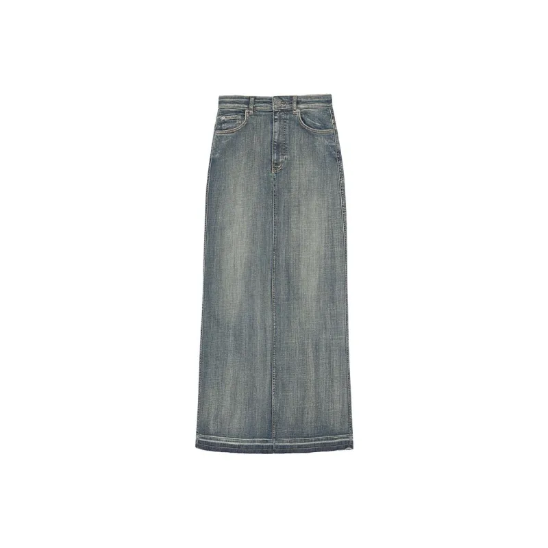GANNI Denim Long Skirts Women's Dyed Washable-0