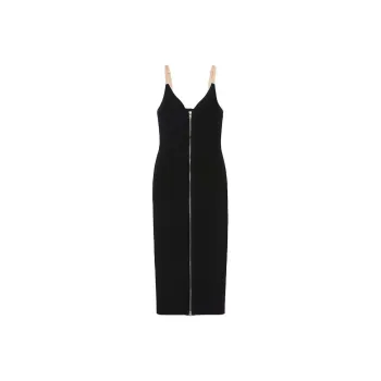 GUCCI V neck Stretch Wool Dress