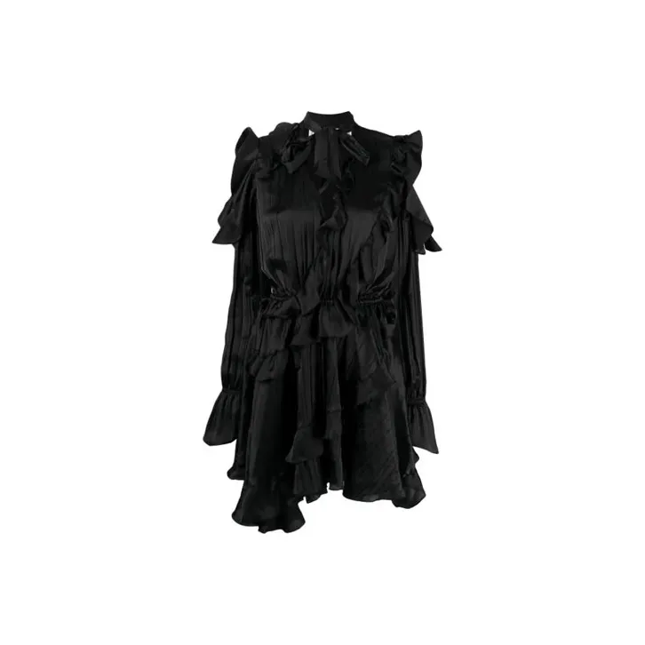 OFF-WHITE Creased Ruffled Cocktail Dress-0