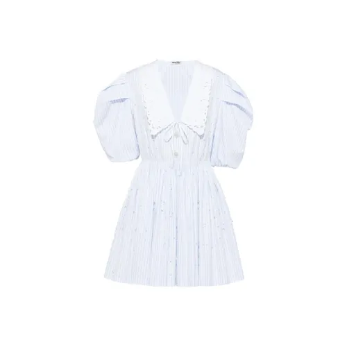 MIU MIU Short Sleeved Dress Women's Light Blue
