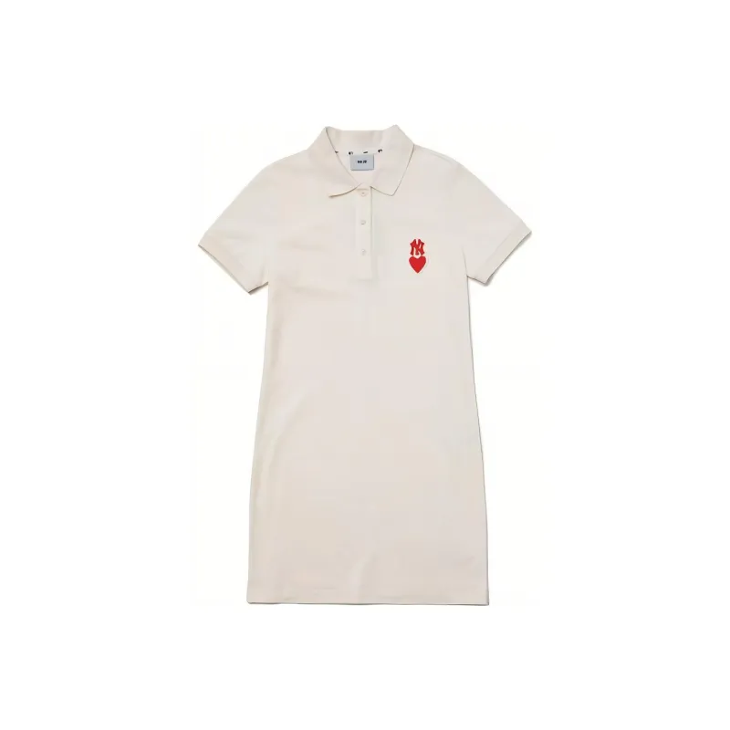 MLB Short Sleeved Dresses Women's Cream White-0