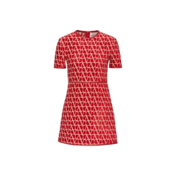 Valentino ROSSO Chinese New Year Short Sleeved Dresses Women's Red