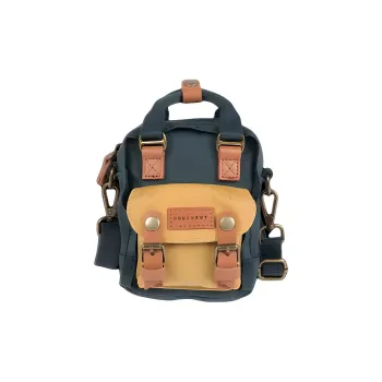 Doughnut Crinkle Nylon Twill Shoulder Bag, Crossbody Bag, Handbag Unisex Gray Green & Yellow