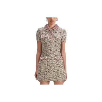 Self portrait Chinese New Year Short Sleeved Dresses Women's Gray Pink