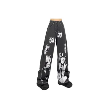 KUNZHUDAXIANG Jeans Unisex Washed Gray