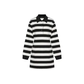 MO&CO Short Sleeved Dresses Women's Black White Stripes