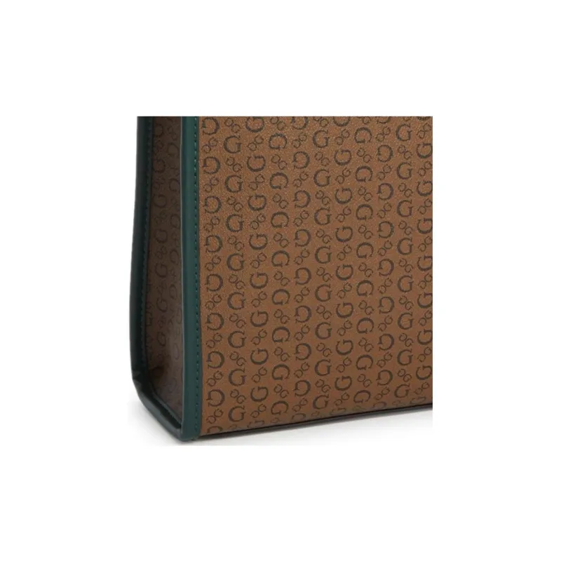 GUESS Artificial Leather Tote Bag, Shopping Bag, Handbag, Shoulder Bag Women's Brown & Green-4