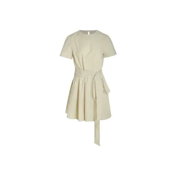 Little Pull Short-Sleeved Dresses Women's Cream Apricot