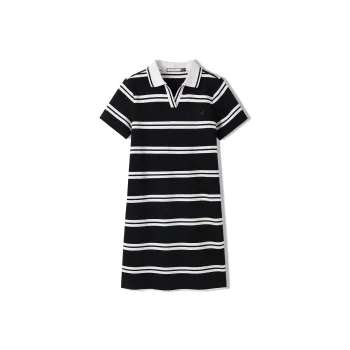 Elle Active Short Sleeved Dress Women's Black White Stripes