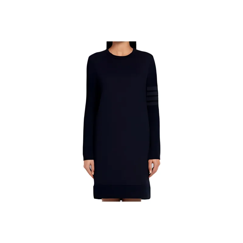 THOM BROWNE· Long Sleeved Dress Women's Marine Blue-0