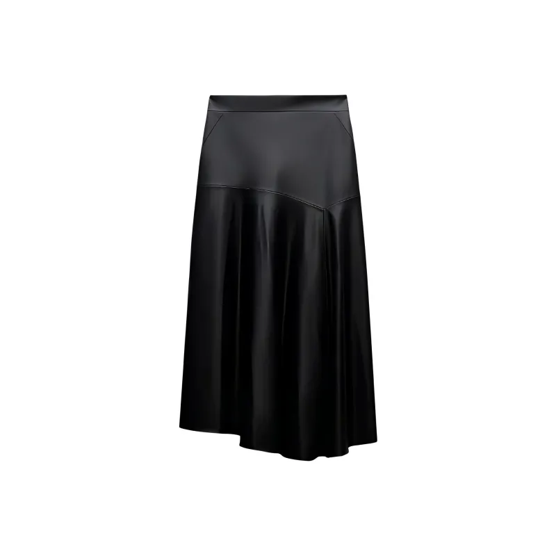 ZARA Leather Long Skirts Women's Black-0