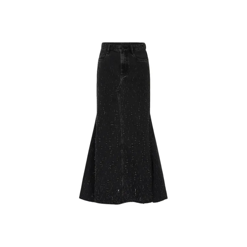 MOCO Denim Long Skirt Women's Black-0