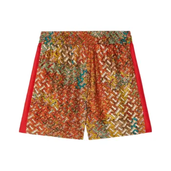 Burberry Bradeston Patterned Silk Shorts Bright Orange