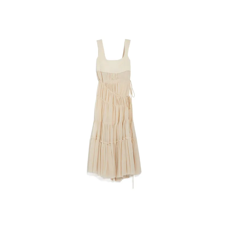 SportMax Sleeveless Dresses Women's Ivory White-0