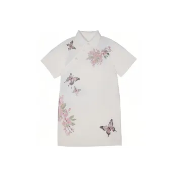 TCH Short Sleeved Dress Women's White With Pink Logo