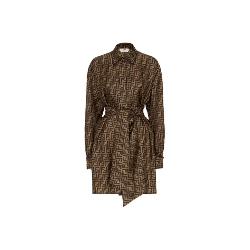 FENDI Ff Motif Belted Shirt Dress