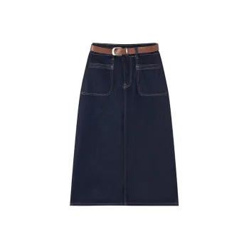 C.3000 Denim Long Skirts Women's Navy Blue