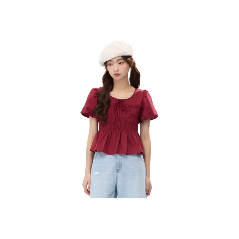 ZIHAN T Shirts Women's Vintage Red-0