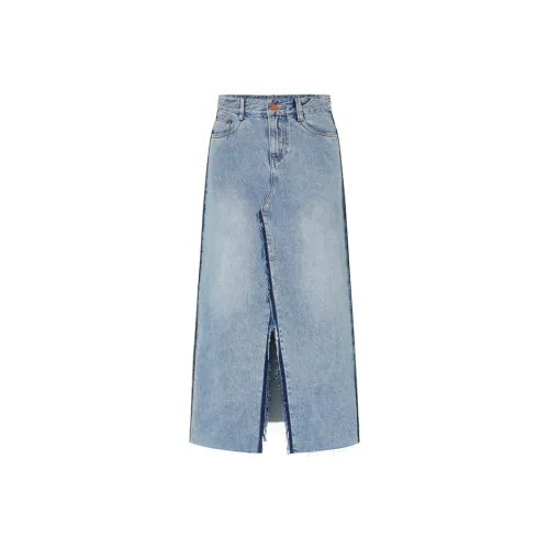 MO&CO Denim Long Skirts Women's Denim Blue