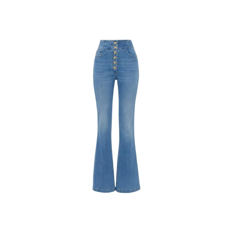 Elisabetta Franchi Logo button Flared Jeans-0