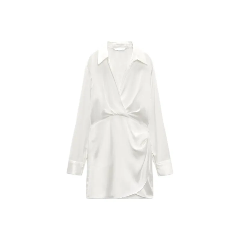 ZARA Long-Sleeved Dresses Women's White-0