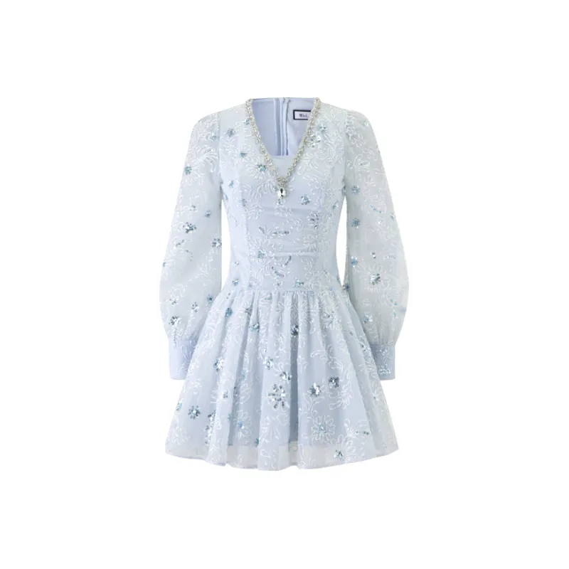 Misi Camii Long Sleeved Dresses Women's Blue-0