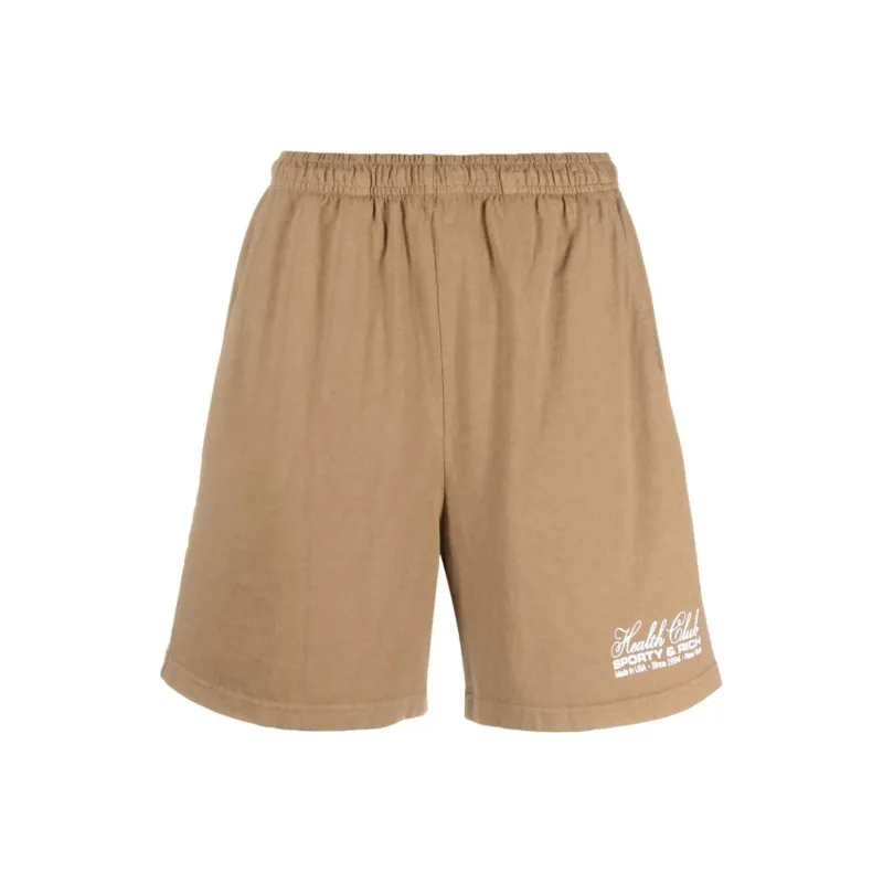 SPORTY & RICH Logo print Cotton Shorts-0