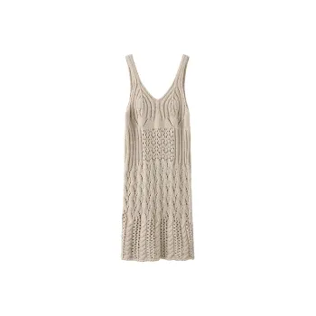 Cubic Sleeveless Dresses Women's Light Khaki