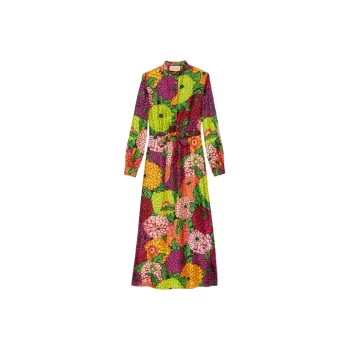 GUCCI X The North Face Silk Dress 'Orange Floral'