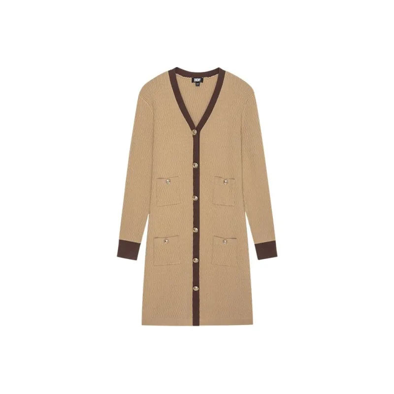 DKNY Long Sleeved Dress Women's Light Brown-0