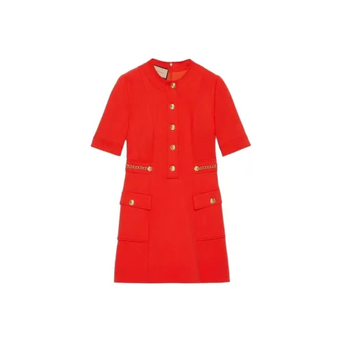 GUCCI Short Sleeved Dress Women's Red