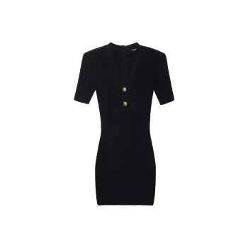 BALMAIN Short Sleeved Dress Women's Black